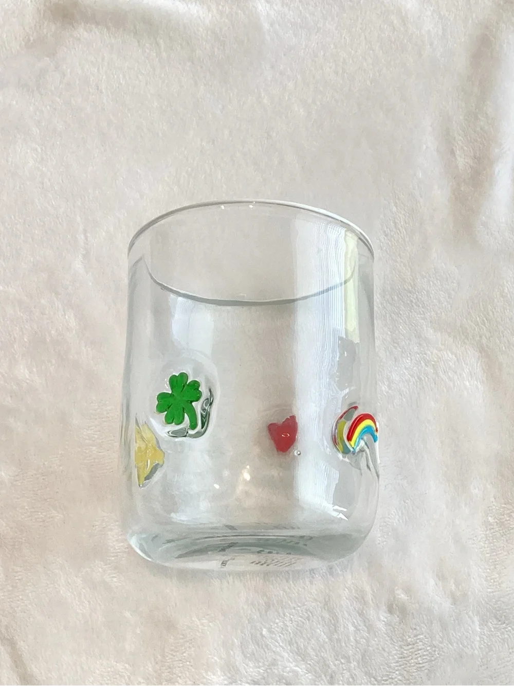 🍀Anthropologie Luck Glass Juice Icon Rainbow Shamrock Clover Heart New Set of 2